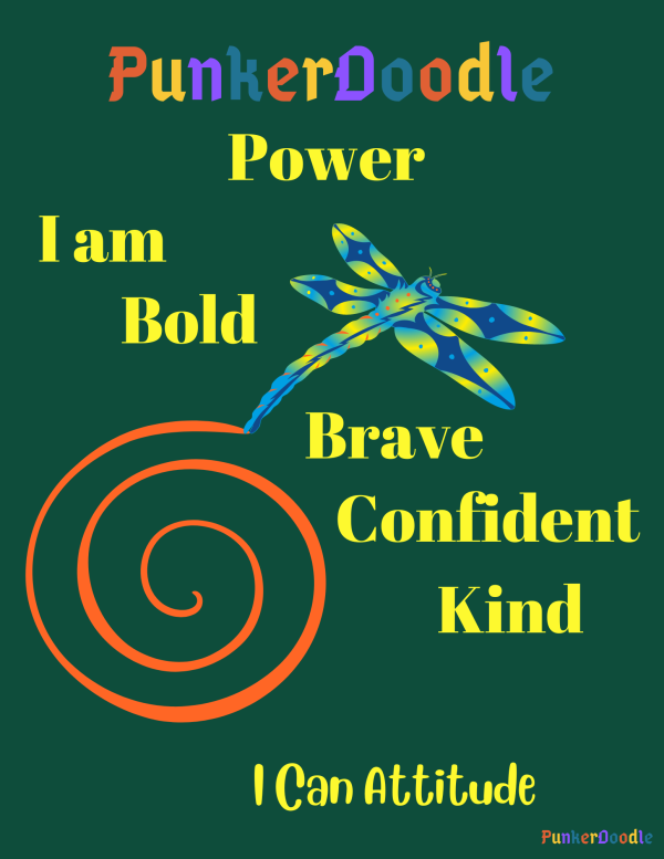 PunkerDoodle Power Bold Brave Confident Kind I Can Attitude Mini Poster 8x10