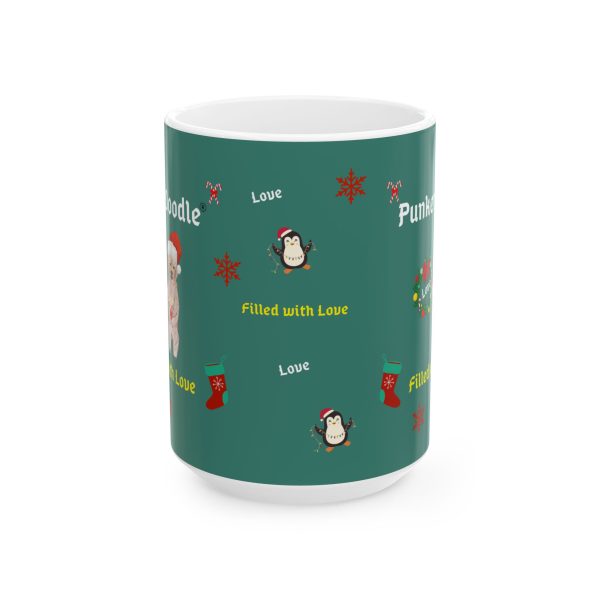 PunkerDoodle® " Filled with Love" Ceramic Holiday Mug, (11oz, 15oz) - Image 2