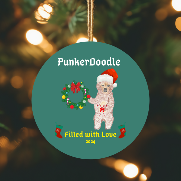 PunkerDoodle® 2024 Keepsake Ceramic Decoration Ornament, (1pc)