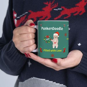 PunkerDoodle Holiday Mug "Filled with Love" keepsake mug. 11oz and 15 oz. variety. Laura Lynn Doyle PunkerDoodle®